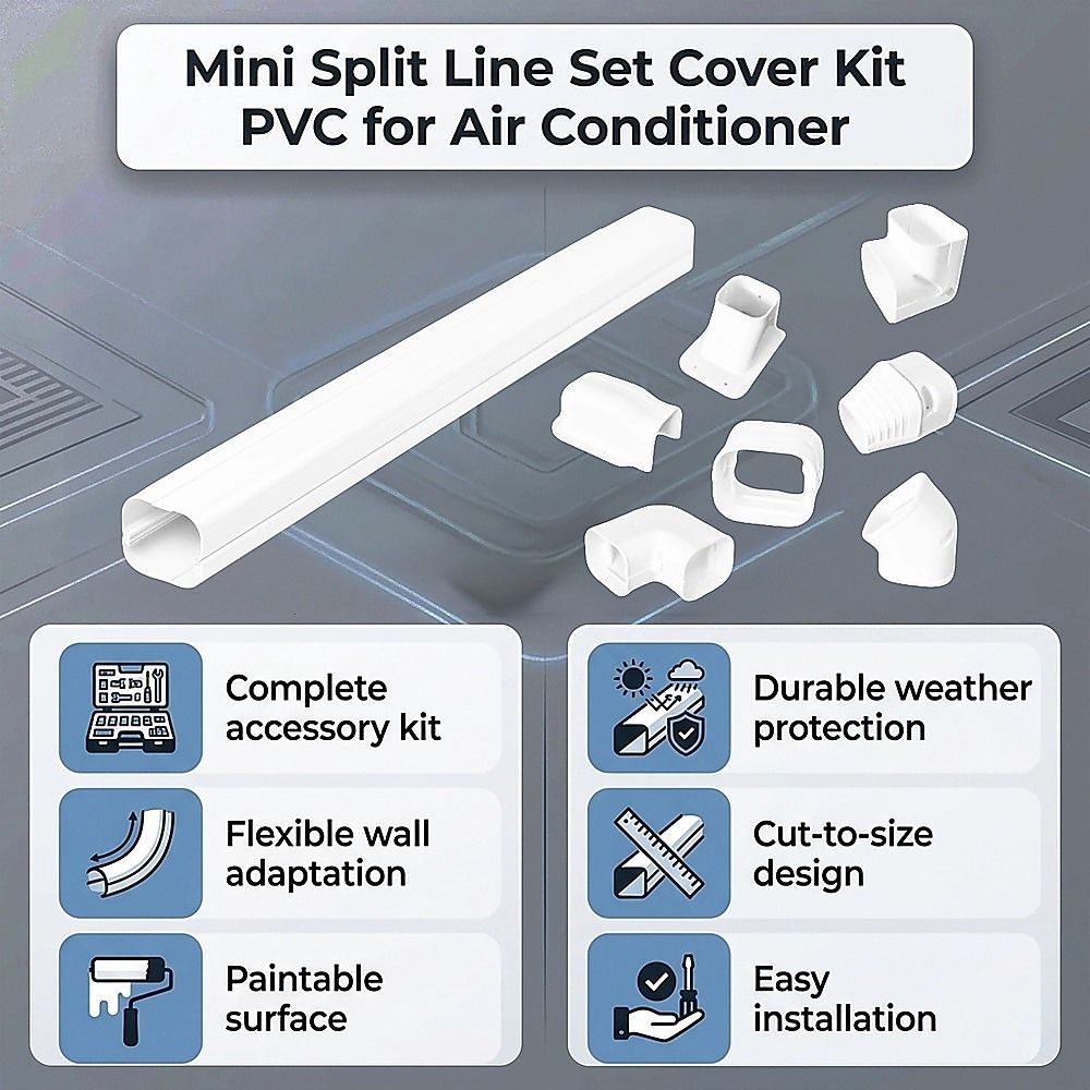 75mm 5.4m Mini Split Line Set Cover Kit PVC for Air Conditioner Installation