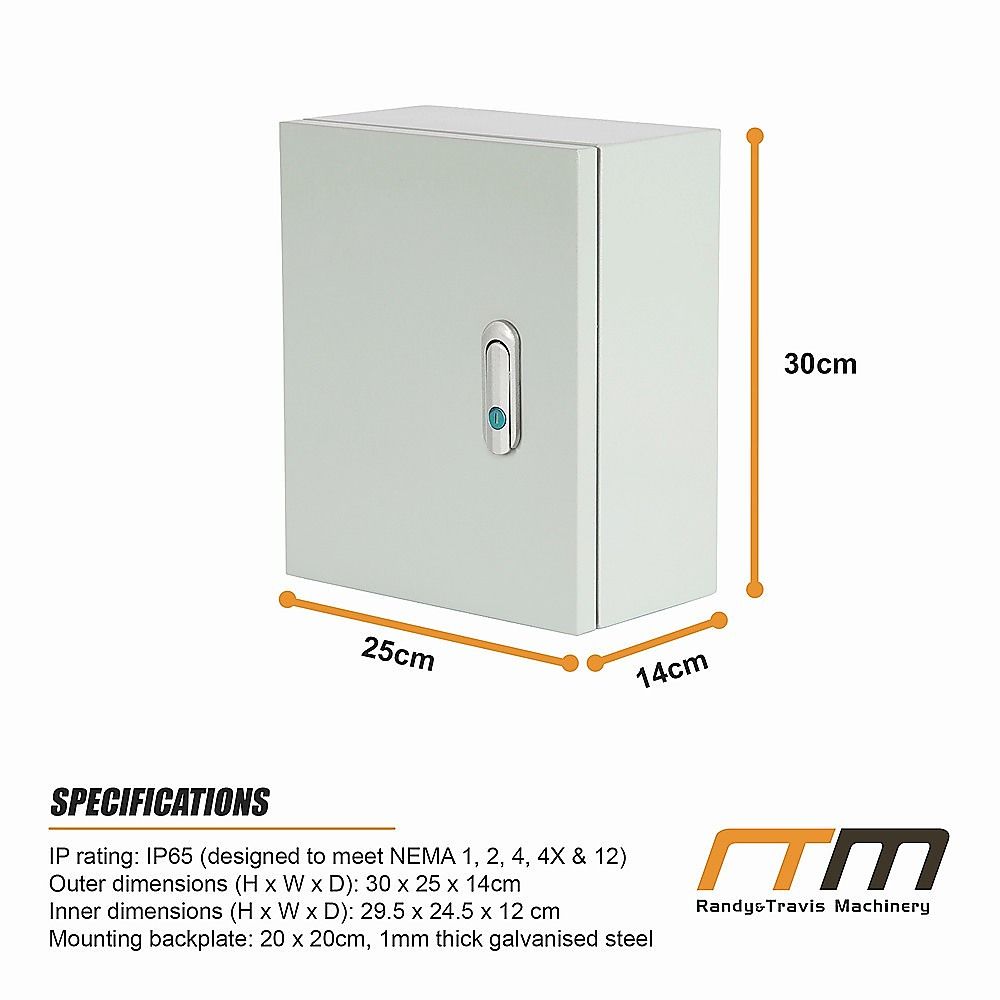 300x250x140mm Carbon Steel Electrical Enclosure Box IP65 Wall Mount