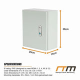 300x250x140mm Carbon Steel Electrical Enclosure Box IP65 Wall Mount