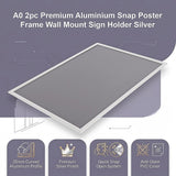 A0 2pc Aluminium Snap Poster Frame Wall Mount Sign Holder Silver