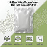 20cm x 30cm 100pcs Vacuum Sealer Bags Food Storage - Side View