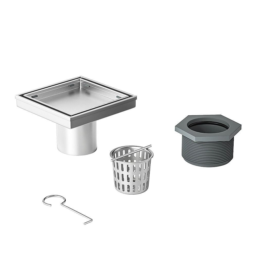 10x10cm Square Shower Drain with Removable Tile Insert Grate – Stainless steel 304SS, CUPC Certified for Modern Bathrooms