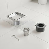 10x10cm Square Shower Drain with Removable Tile Insert Grate – Stainless steel 304SS, CUPC Certified for Modern Bathrooms