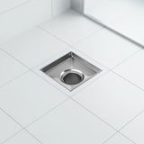 10x10cm Square Shower Drain with Removable Tile Insert Grate – Stainless steel 304SS, CUPC Certified for Modern Bathrooms - Close-Up Angle