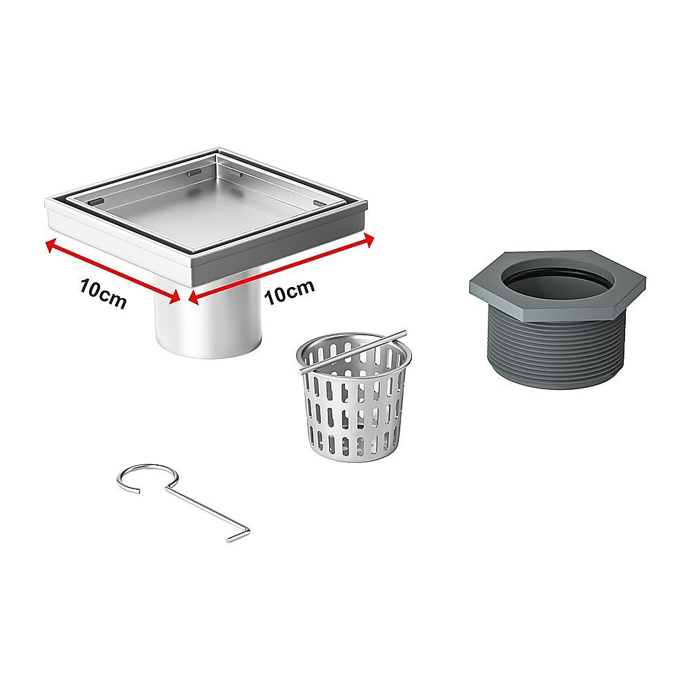 10x10cm Square Shower Drain with Removable Tile Insert Grate – Stainless steel 304SS, CUPC Certified for Modern Bathrooms