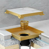 10x10cm Square Shower Drain with Removable Tile Insert Grate – Brushed Gold 304SS, CUPC Certified for Modern Bathrooms