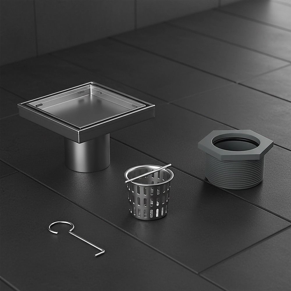 15x15cm Square Shower Drain with Removable Tile Insert Grate – Stainless steel 304SS, CUPC Certified for Modern Bathrooms