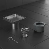 15x15cm Square Shower Drain with Removable Tile Insert Grate – Stainless steel 304SS, CUPC Certified for Modern Bathrooms