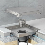 15x15cm Square Shower Drain with Removable Tile Insert Grate – Stainless steel 304SS, CUPC Certified for Modern Bathrooms - Low Angle