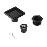 15x15cm Square Shower Drain with Removable Tile Insert Grate – Matte Black 304SS, CUPC Certified for Modern Bathrooms