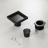 15x15cm Square Shower Drain with Removable Tile Insert Grate – Matte Black 304SS, CUPC Certified for Modern Bathrooms