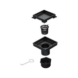 15x15cm Square Shower Drain with Removable Tile Insert Grate – Matte Black 304SS, CUPC Certified for Modern Bathrooms