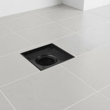 15x15cm Square Shower Drain with Removable Tile Insert Grate – Matte Black 304SS, CUPC Certified for Modern Bathrooms - Close-Up Angle