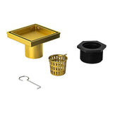 15x15cm Square Shower Drain with Removable Tile Insert Grate – Brushed Gold 304SS, CUPC Certified for Modern Bathrooms