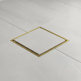 15x15cm Square Shower Drain with Removable Tile Insert Grate – Brushed Gold 304SS, CUPC Certified for Modern Bathrooms
