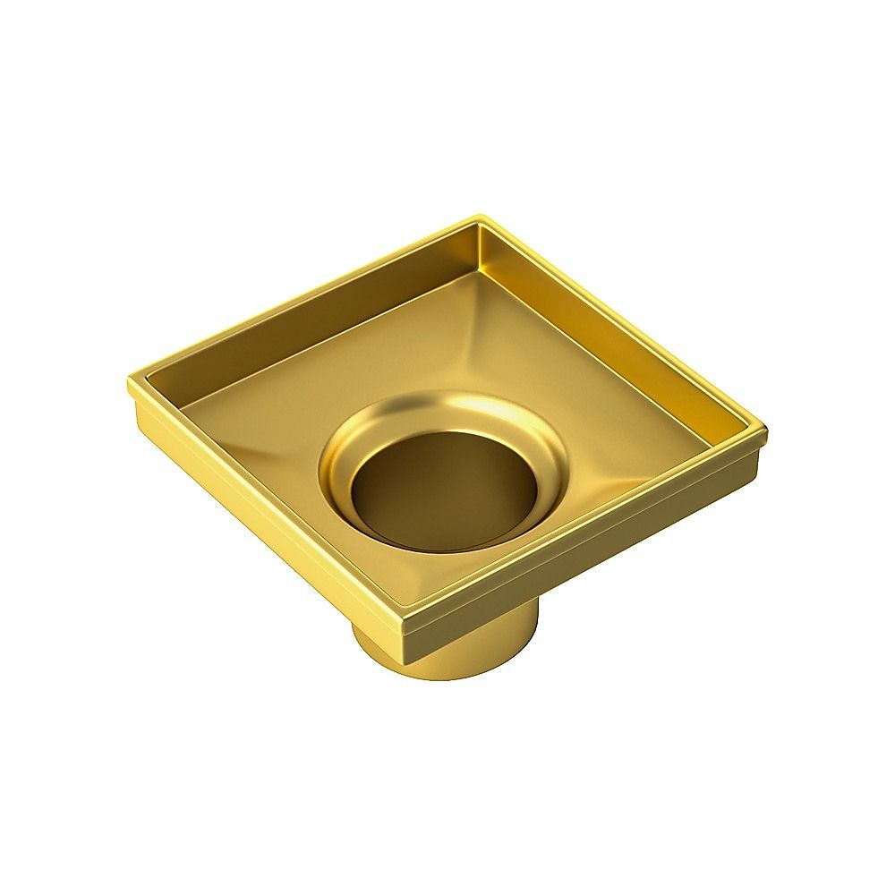 15x15cm Square Shower Drain with Removable Tile Insert Grate – Brushed Gold 304SS, CUPC Certified for Modern Bathrooms