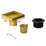 15x15cm Square Shower Drain with Removable Tile Insert Grate – Brushed Gold 304SS, CUPC Certified for Modern Bathrooms - Extra Image