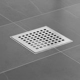 10x10cm Square Shower Drain with Grid Pattern Grate – 304 Stainless Steel, CUPC Certified with Hair Strainer