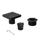 10x10cm Square Shower Drain with Grid Pattern Grate – Matte Black 304SS, CUPC Certified with Hair Strainer