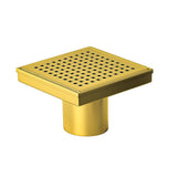 10x10cm Square Shower Drain with Grid Pattern Grate – Brushed Gold 304SS, CUPC Certified with Hair Strainer