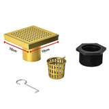 10x10cm Square Shower Drain with Grid Pattern Grate – Brushed Gold 304SS, CUPC Certified with Hair Strainer - Extra Image
