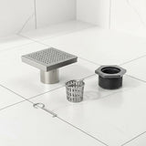 15x15cm Square Shower Drain with Grid Pattern Grate – 304 SS, CUPC Certified with Hair Strainer