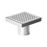 15x15cm Square Shower Drain with Grid Pattern Grate – 304 SS, CUPC Certified with Hair Strainer - Rear View