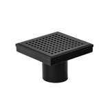 15x15cm Square Shower Drain with Grid Pattern Grate – Matte Black 304SS, CUPC Certified with Hair Strainer - Low Angle