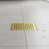15x15cm Square Shower Drain with Grid Pattern Grate – Brushed Gold 304SS, CUPC Certified with Hair Strainer