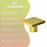 15x15cm Square Shower Drain with Grid Pattern Grate – Brushed Gold 304SS, CUPC Certified with Hair Strainer - Extra Image
