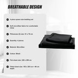Microfiber Sheet Set 4 Piece Queen Black Deep Pocket Bed Sheets Soft Breathable Easy Care Bedding