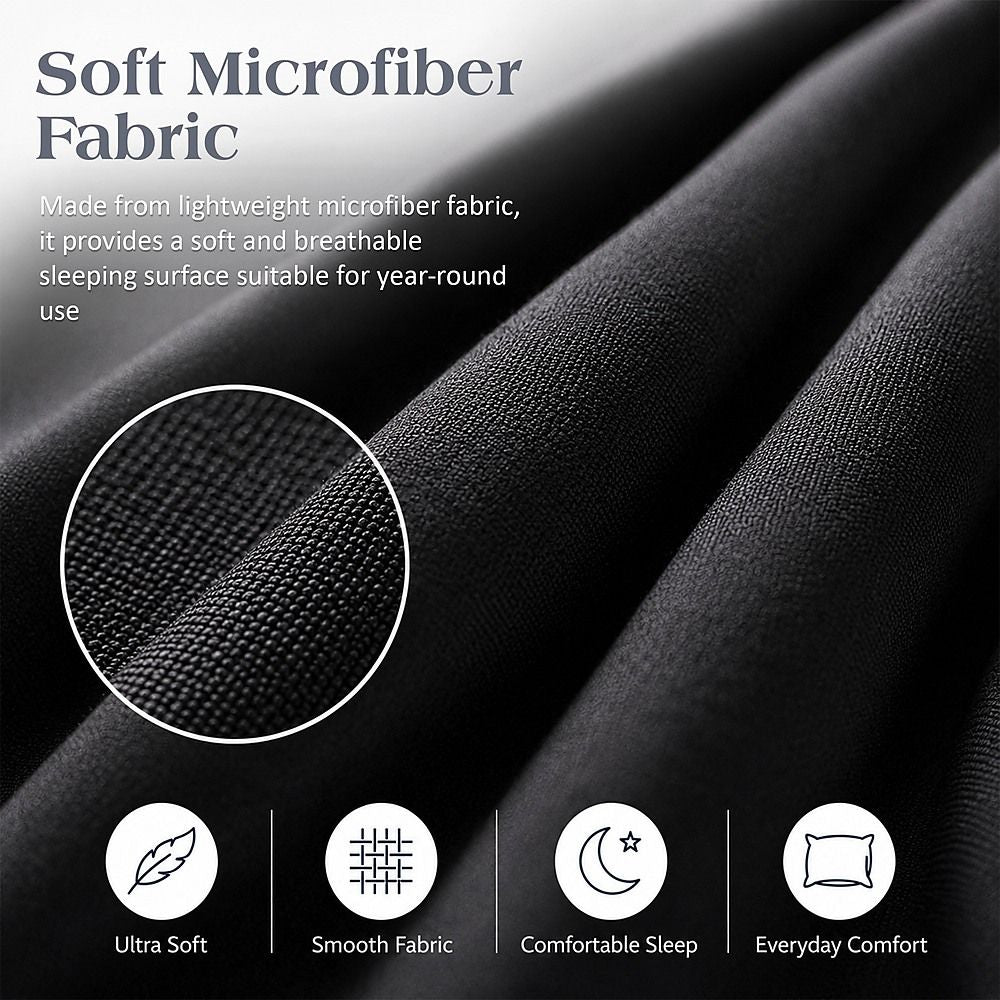 Microfiber Sheet Set 4 Piece Queen Black Deep Pocket Bed Sheets Soft Breathable Easy Care Bedding