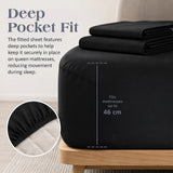 Microfiber Sheet Set 4 Piece Queen Black Deep Pocket Bed Sheets Soft Breathable Easy Care Bedding - Extra Image