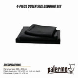 Microfiber Sheet Set 4 Piece Queen Black Deep Pocket Bed Sheets Soft Breathable Easy Care Bedding