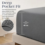 Microfiber Sheet Set 4 Piece Queen Light Grey Deep Pocket Bed Sheets Soft Breathable Easy Care Bedding - Extra Image