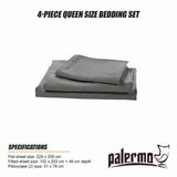 Microfiber Sheet Set 4 Piece Queen Light Grey Deep Pocket Bed Sheets Soft Breathable Easy Care Bedding