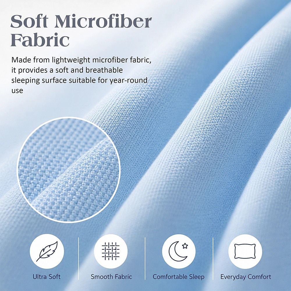 Microfiber Sheet Set 4 Piece Light Blue White Deep Pocket Bed Sheets Soft Breathable Easy Care Bedding