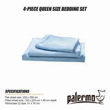 Microfiber Sheet Set 4 Piece Light Blue White Deep Pocket Bed Sheets Soft Breathable Easy Care Bedding