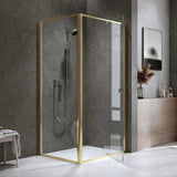 Adjustable Semi Frameless Shower Screen 98-106cm x 89-92cm With Gold Hardware For Modern Bathrooms - Front View
