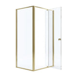 Adjustable Semi Frameless Shower Screen 98-106cm x 89-92cm With Gold Hardware For Modern Bathrooms - Rear View
