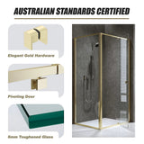 Adjustable Semi Frameless Shower Screen 98-106cm x 89-92cm With Gold Hardware For Modern Bathrooms