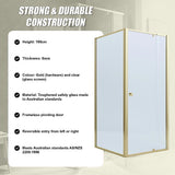 Adjustable Semi Frameless Shower Screen 98-106cm x 89-92cm With Gold Hardware For Modern Bathrooms