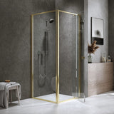 Adjustable Semi Frameless Shower Screen 82-90cm x 89-92cm With Gold Hardware For Modern Bathrooms