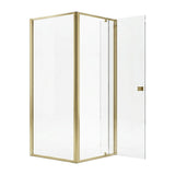 Adjustable Semi Frameless Shower Screen 82-90cm x 89-92cm With Gold Hardware For Modern Bathrooms - Rear View