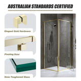 Adjustable Semi Frameless Shower Screen 82-90cm x 89-92cm With Gold Hardware For Modern Bathrooms - Extra Image
