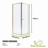 Adjustable Semi Frameless Shower Screen 82-90cm x 89-92cm With Gold Hardware For Modern Bathrooms - Extra Image