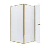 Adjustable Semi Frameless Shower Screen 74-82cm x 89-92cm With Gold Hardware For Modern Bathrooms