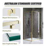 Adjustable Semi Frameless Shower Screen 74-82cm x 89-92cm With Gold Hardware For Modern Bathrooms - Extra Image