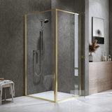 Adjustable Semi Frameless Shower Screen 82-90cm x 98-101cm With Gold Hardware For Modern Bathrooms - Front View