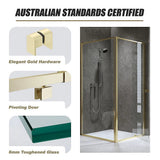 Adjustable Semi Frameless Shower Screen 82-90cm x 98-101cm With Gold Hardware For Modern Bathrooms - Extra Image